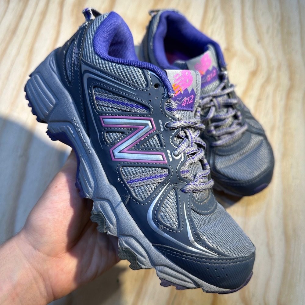New Balance Women's 412 v2 All Terrain Grey Purple Trail Running Shoes Size 6.5